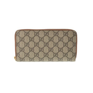 Gucci GG Supreme Zip Around Long Wallet Gray Brown